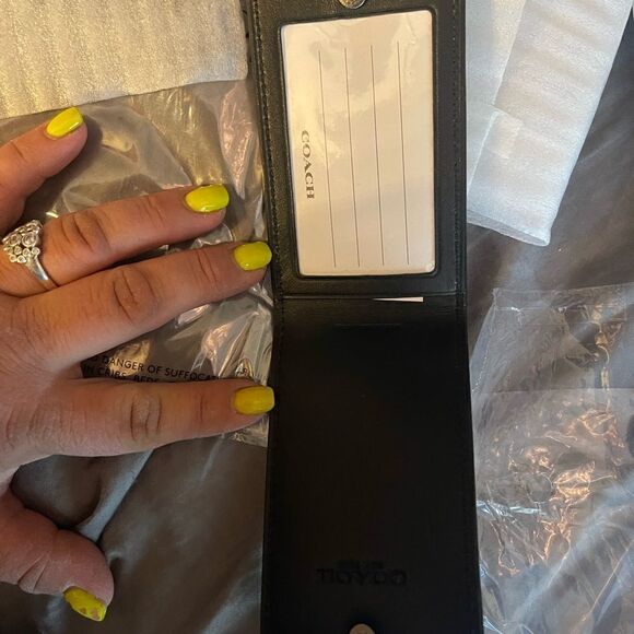 Coach Signature jacquard c’s luggage tag black/charcoal - Picture 4 of 5